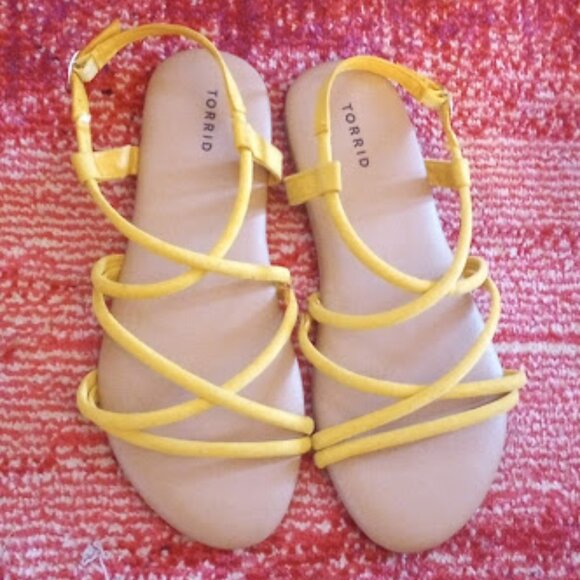 Torrid Yellow Strappy Sandals ☀️ Size 9 - Picture 1 of 9